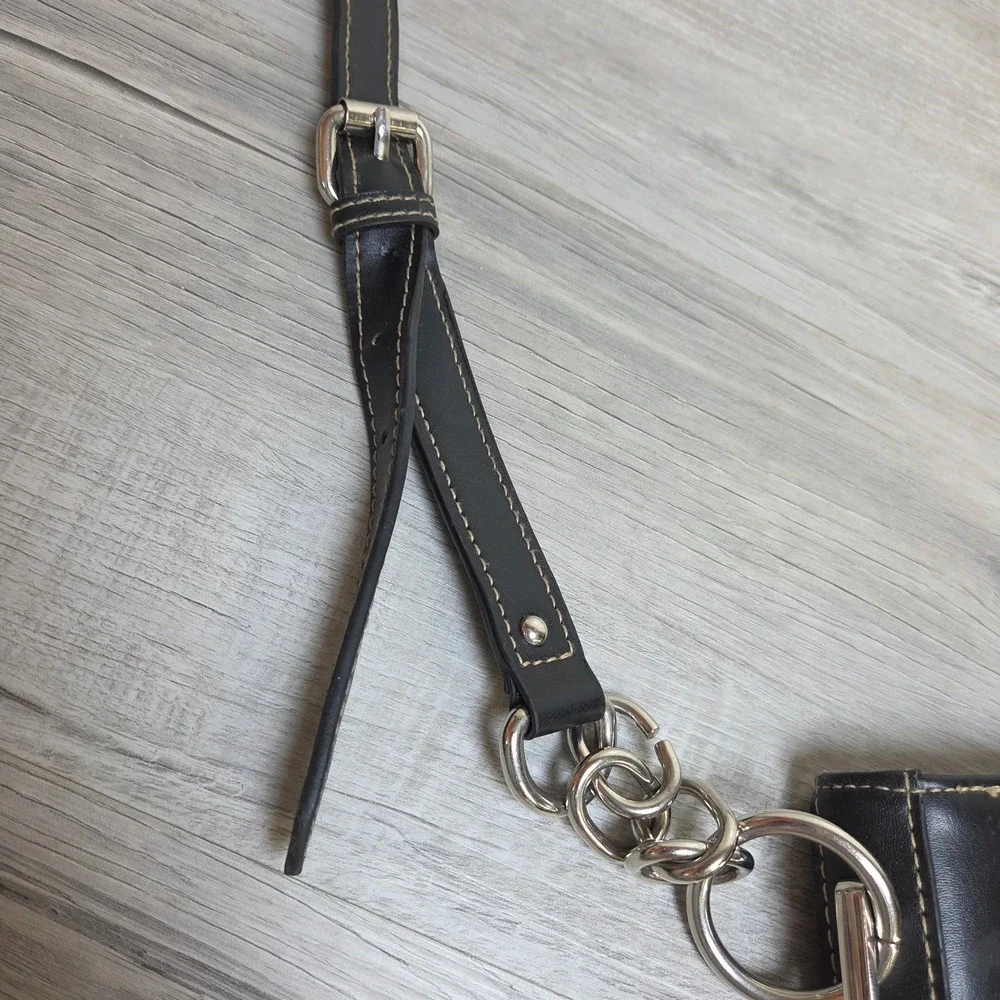 Chaps Black White Colorblock Crossbody Bag Silver Chain Link Hardware Small